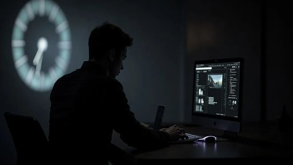 An office worker interacting with an AI system